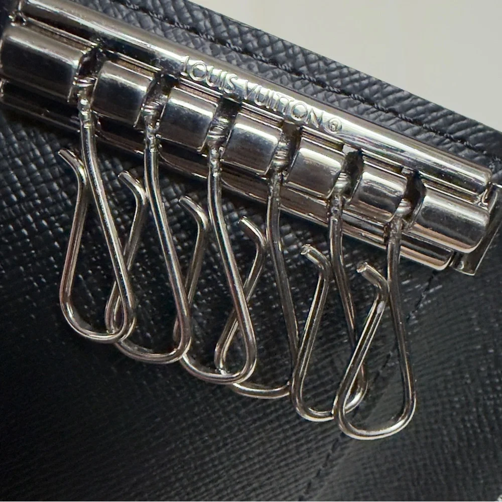 Louis Vuitton Damier Graphite 6 Key Holder Canvas Silver Metal Wallet AUTHENTIC